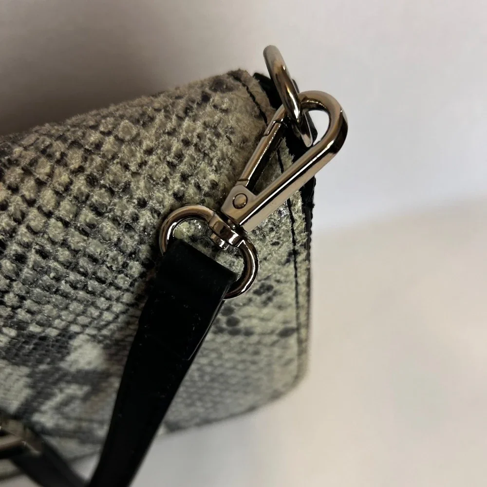 Valentina Fiore Genuine Leather Snake Embossed Crossbody Bag‎ Made in Italy